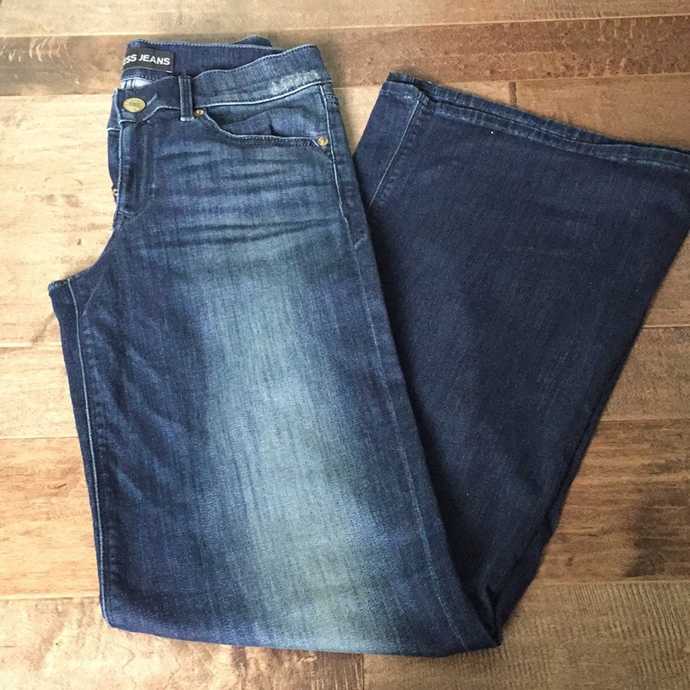 Express wide leg flare jeans.